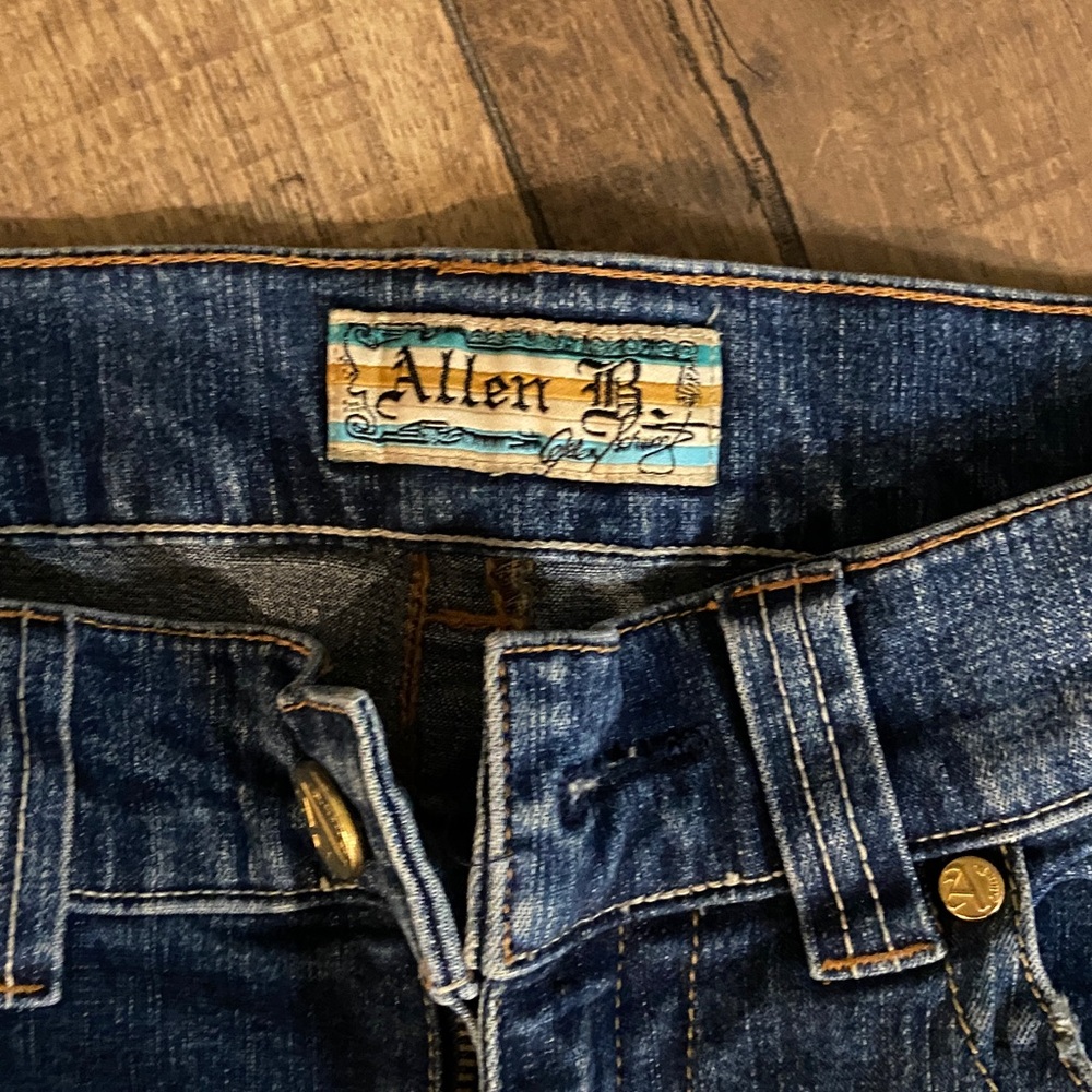 Allen B Denim Blue Boot Cut Jeans with Colorful Embellishments - Picture 3 of 7